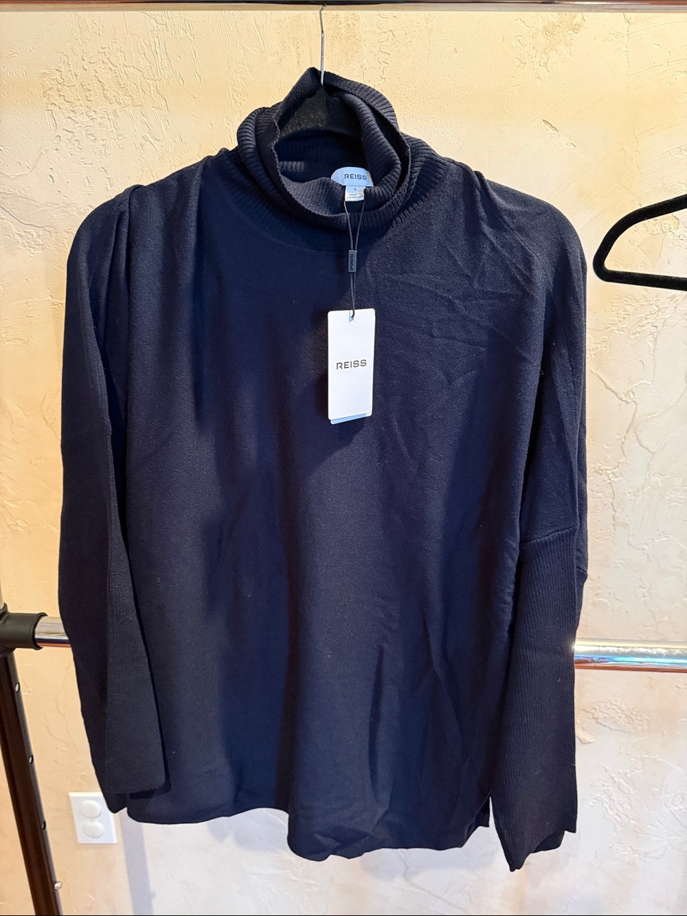 Reiss NWT Dark Blue Funnel Neck Sweater